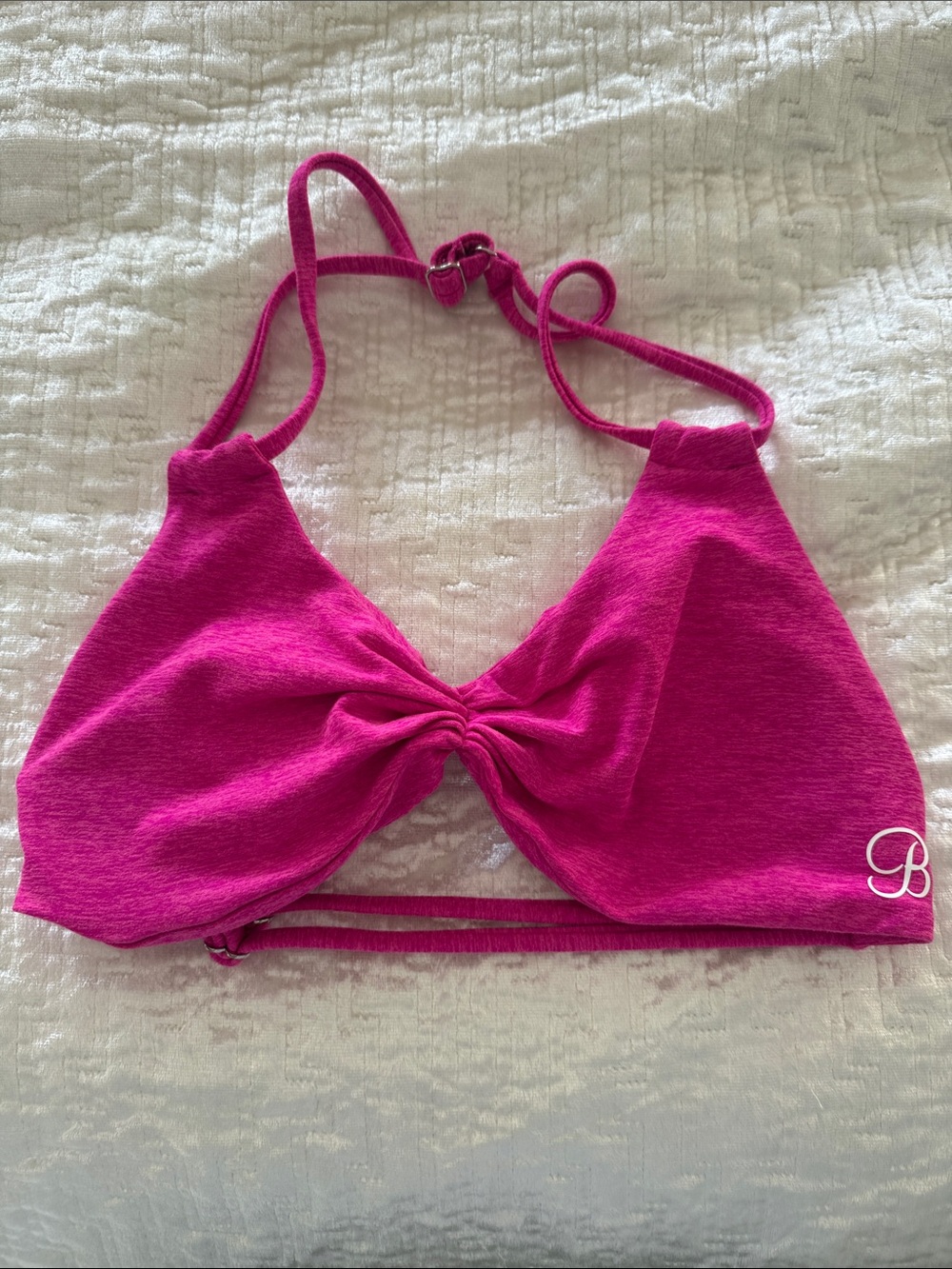 Bombshell Sportswear Hot Pink Knot-Front Bralette